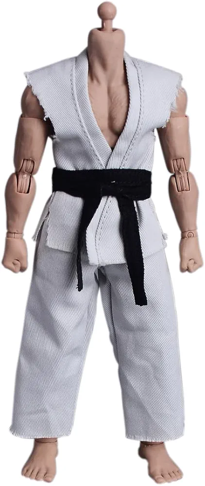 Meetoget 1/12 Scale Male Figure Doll Judo Clothes for 6 inch Action Figure Judo PM001US,white