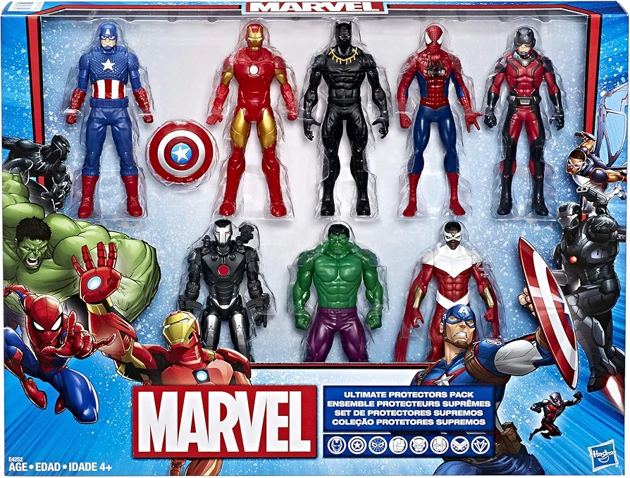 Marvel Avengers Action Figures - Iron Man, Hulk, Black Panther, Captain America, Spider Man, Ant Man, War Machine & Falcon! (8)