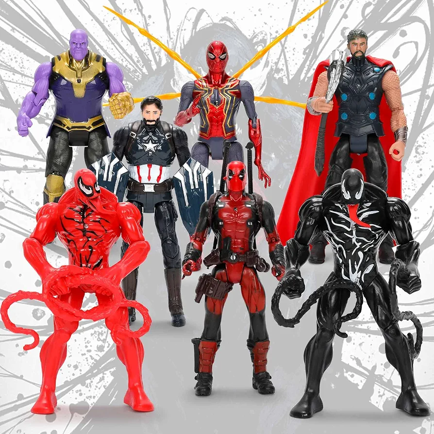 Superhero Action Figures for Boys - 7 Collectible Characters for Hero Themed Party Favor, Birthday Gift, Halloween for Superhero Fans