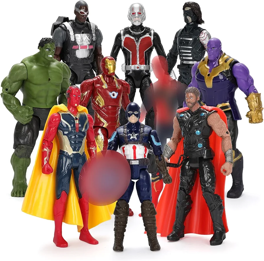 Superhero Action Figures Toys - 10Pcs Movie Character Figures for Kids and Fans Obsessed with Character Collections, Red