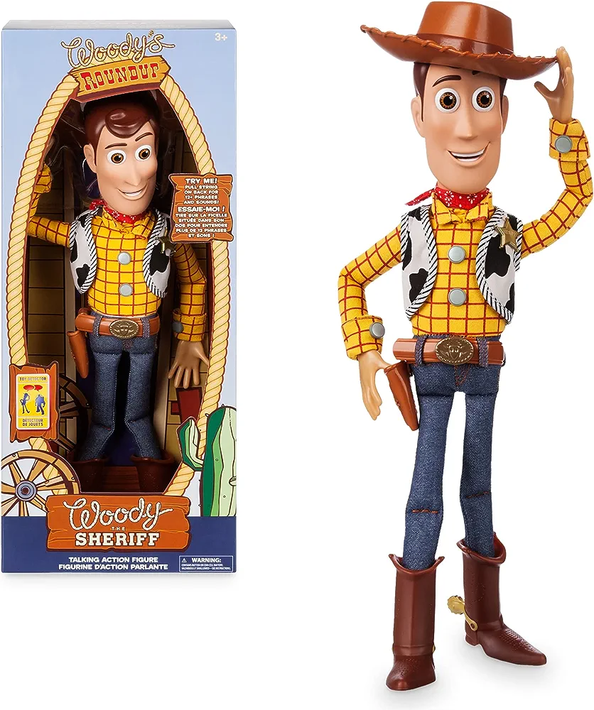 Disney Store Official Woody Interactive Talking Action Figure - Toy Story Toys - Pull String Woody Toy Story Doll with Phrases & Interactive Feature, Soft Body Construction, Detachable Cowboy Hat