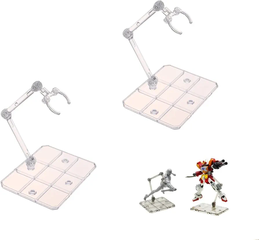 2 Pcs of HG144 Action Figure Stand, Display Holder Base, Doll Model Support Stand Compatible with 6" HG RG SD SHF Gundam 1/44 Toy Clear