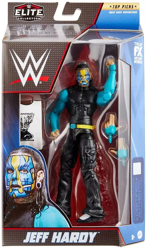 WWE Jeff Hardy Top Picks Elite Collection Action Figure with Accessories, 6-inch Posable Collectible Gift for WWE Fans Ages 8 Years Old & Up